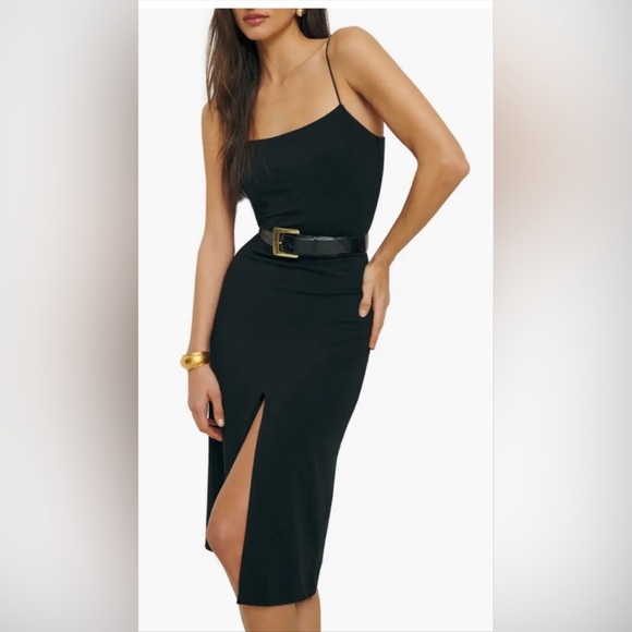New! Reformation Pavia Knit Black Dress with Front Slit 🖤 XS - Picture 6 of 11